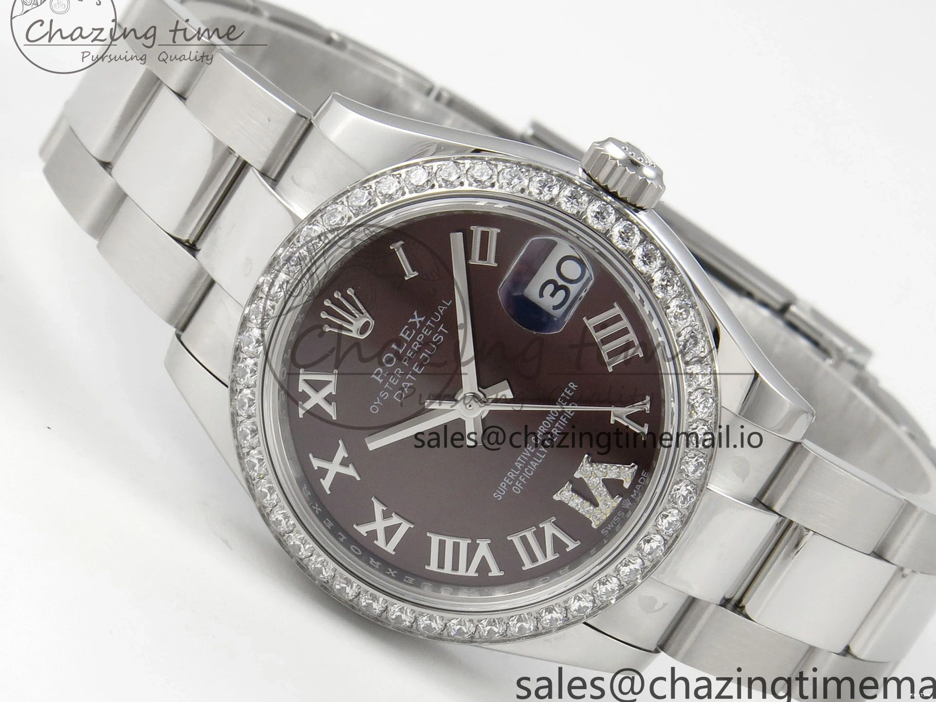 MiroTime 0118 SmoothTexture DateJust 31 278274 THBF 1:1 Best Edition 904L Steel Brown Roman Dial Diamonds Bezel on SS Oyster Bracelet HZ Cal. 26